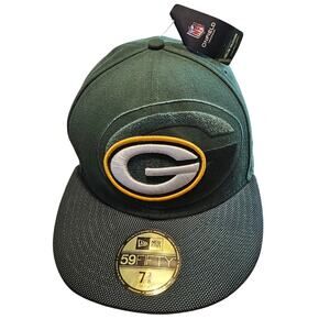 Green Bay Packers Fitted Hat Cap Size 7 3/8 NFL Green Yellow New Era On Field